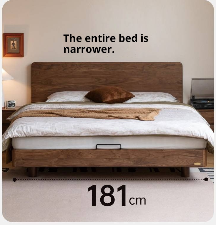 Black Walnut Solid Wood Modern Minimalist Bed