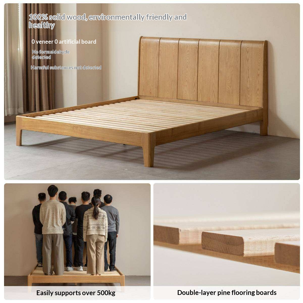 Ash Solid Wood Channel Tufted Platform Bed