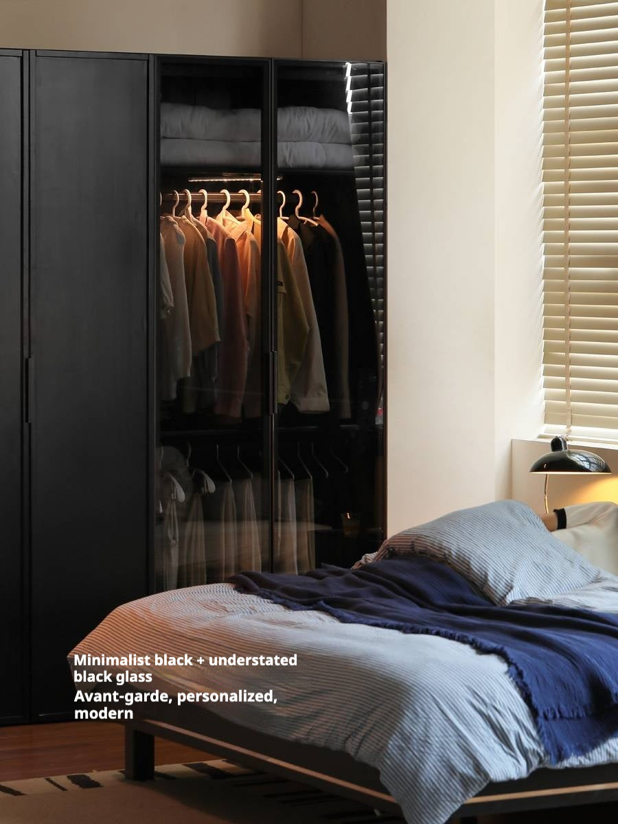 Pine Solid Wood Modern Wardrobe with Light