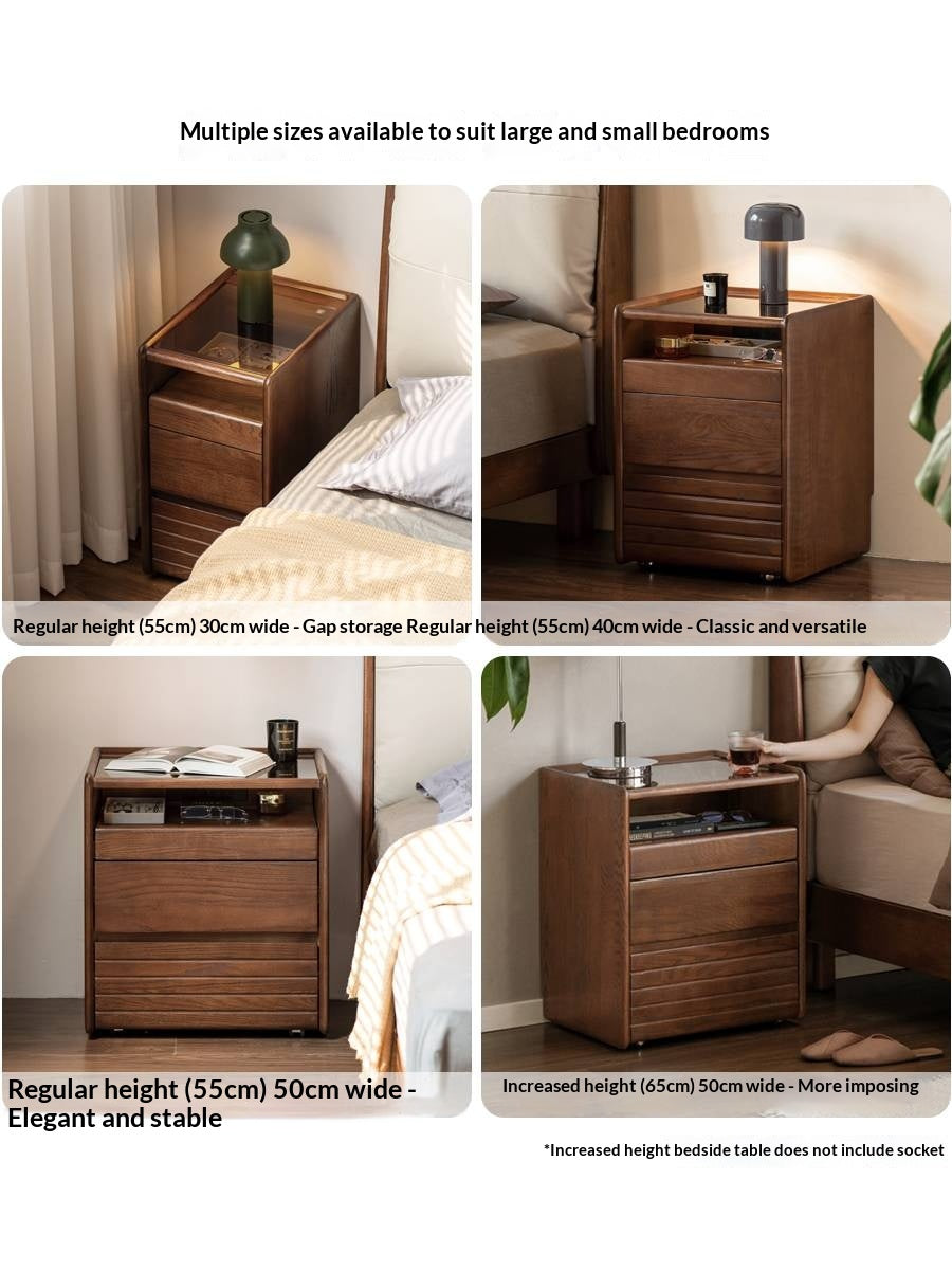 Oak Solid Wood Italian Light Luxury Nightstand