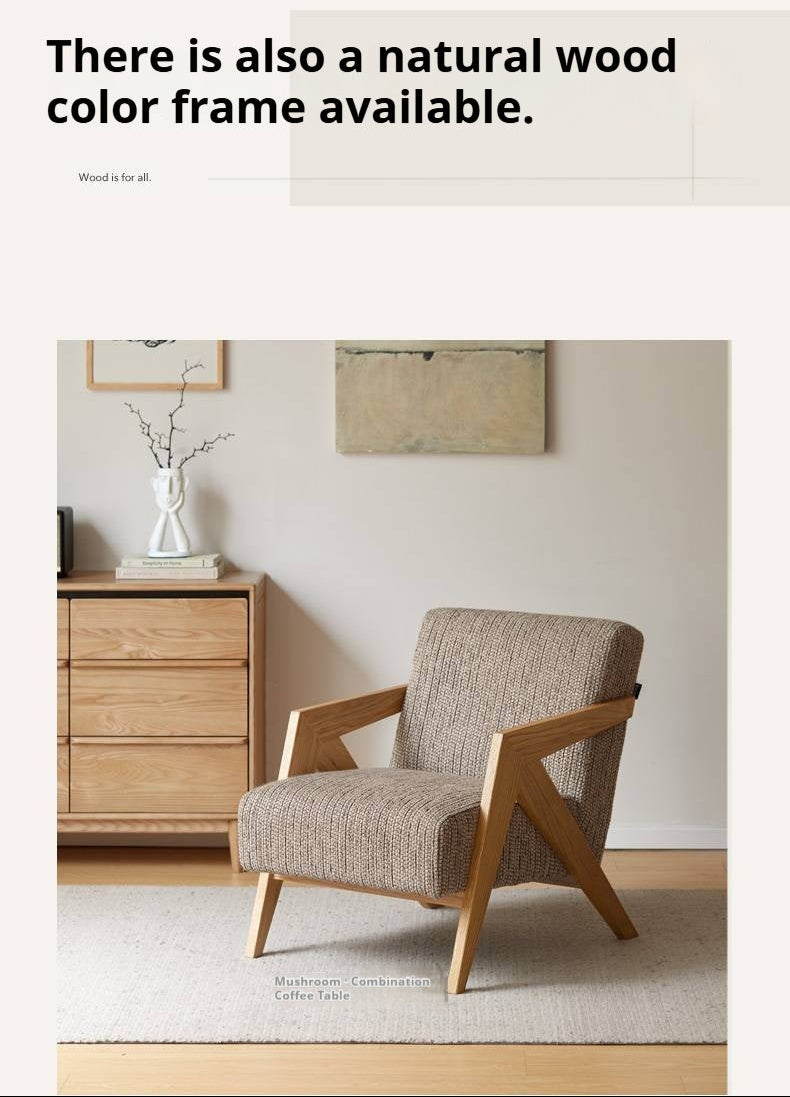 Oak Solid Wood Italian Modernist Geometric Lounge Chair