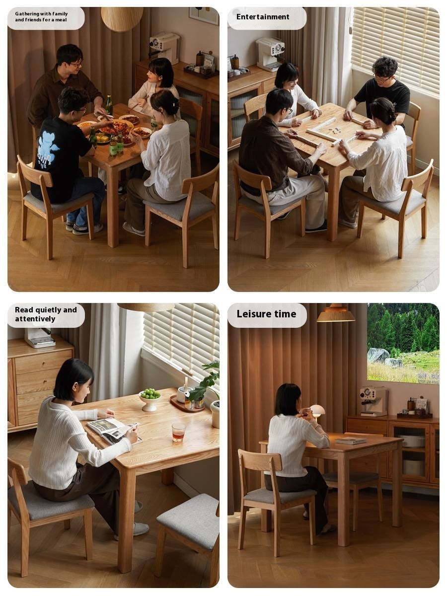 Solid Rubberwood, Oak Solid Wood Square Dining Table