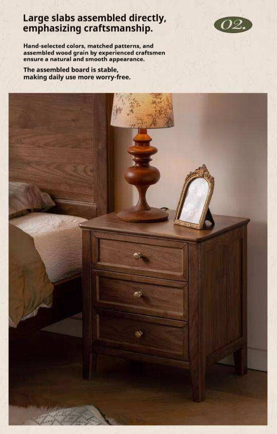 Black Walnut Solid Wood Nightstand.