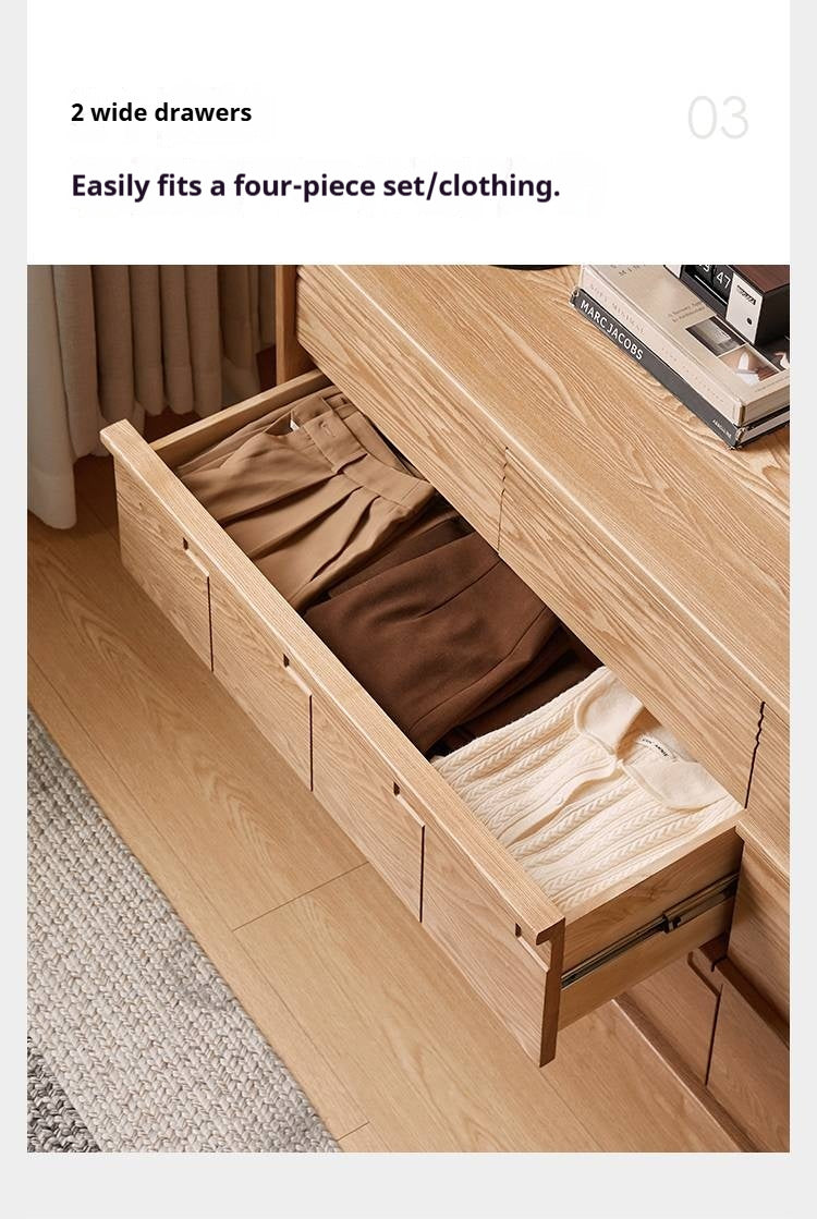 Oak Solid Wood Seven Bucket Drawer Cabinet
