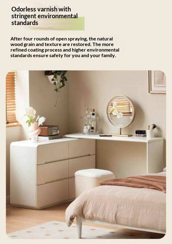 Solid Rubberwood Cream Air Vanity Table.