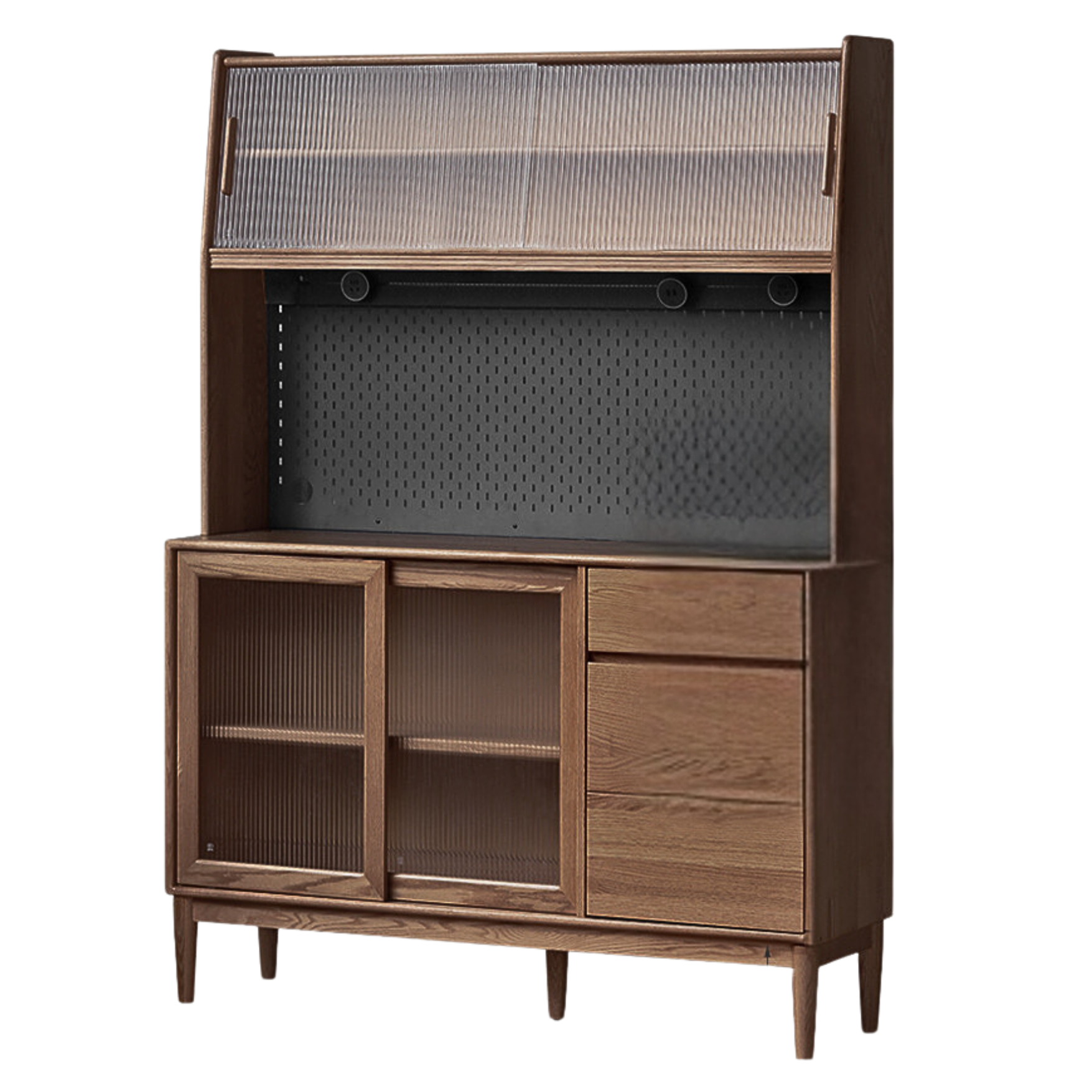 Oak Solid Wood Modern Dining Sideboard Against The Wall