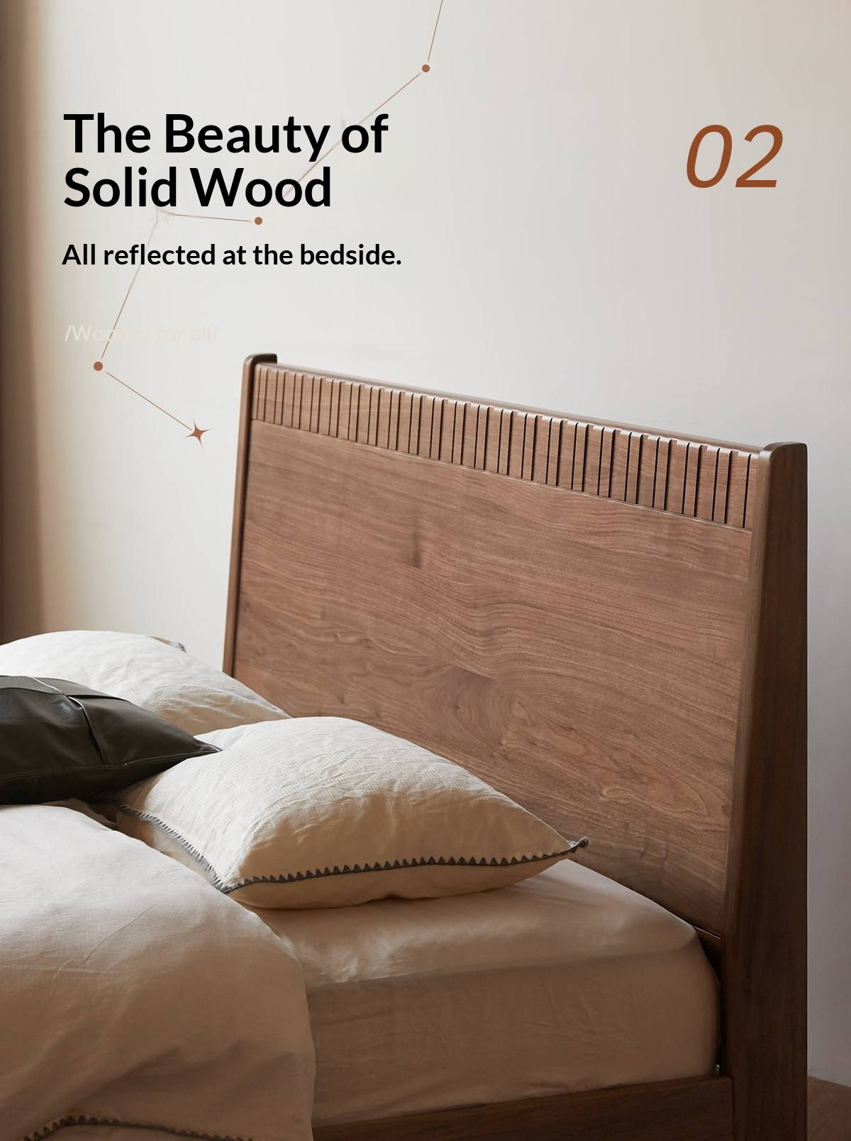Black Walnut Solid Wood Modern Double Bed