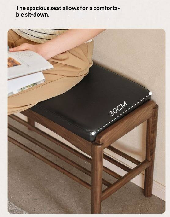 Black Walnut, Sandalwood Solid Wood Genuine leather, Fabrics Shoe Changing Stool