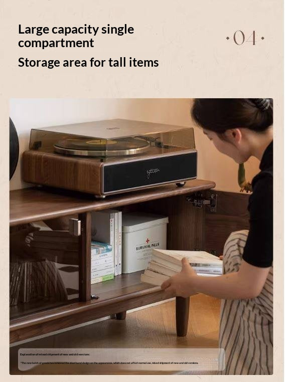 Black Walnut Solid Wood Retro Large Capacity TV Cabinet.