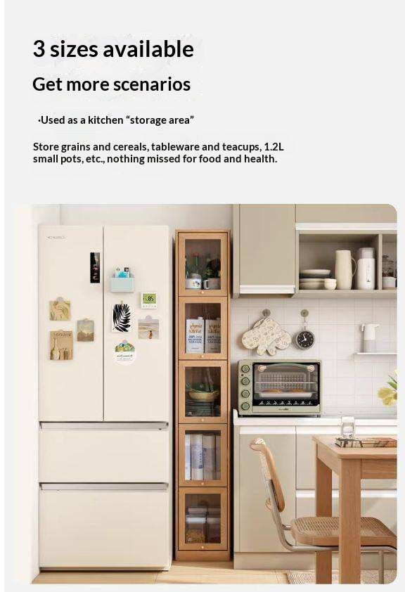 Oak Solid Wood Bookcase Corner Glass Flip Door