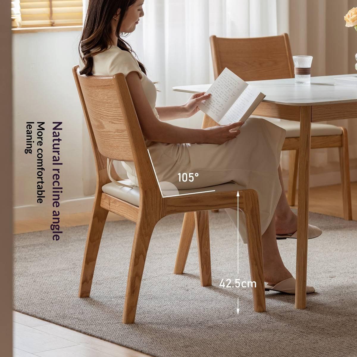 4 pcs -Oak Solid Wood Dining Chair Modern Style