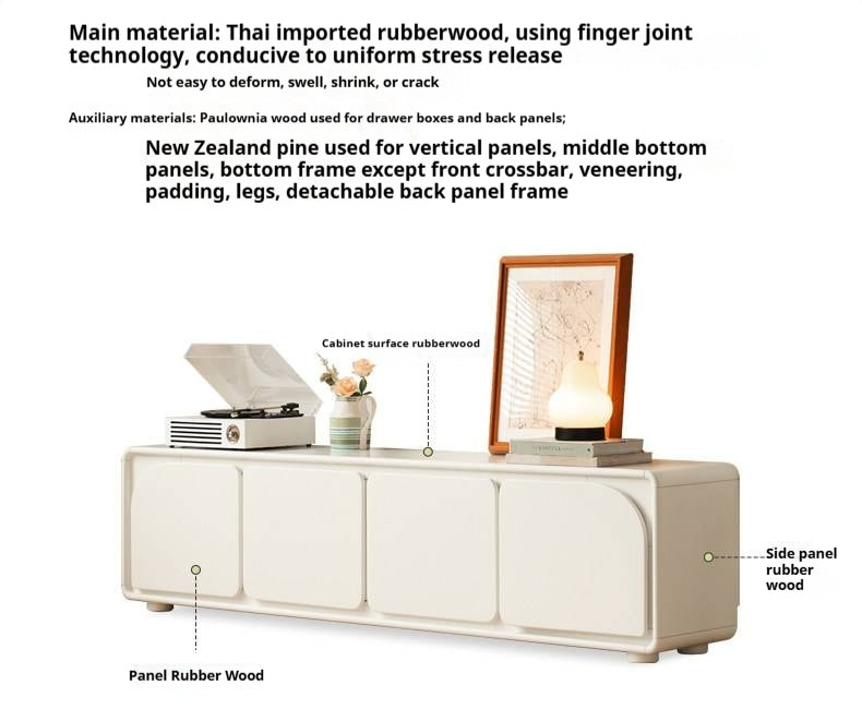 Solid RubberWood TV Cabinet Cream Style Floor Cabinet.