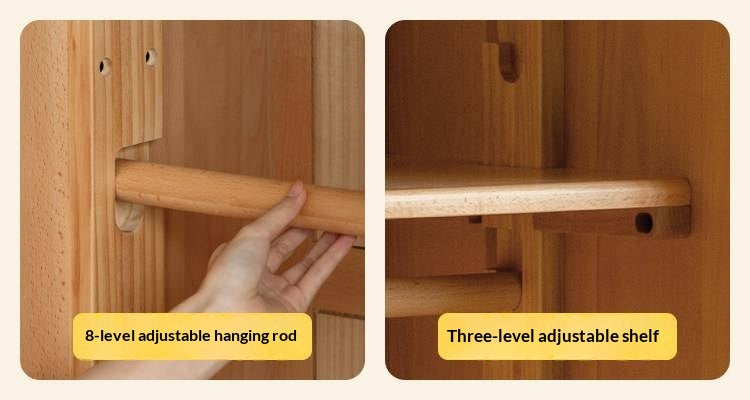Beech Solid Wood Children's Curtain Wardrobe
