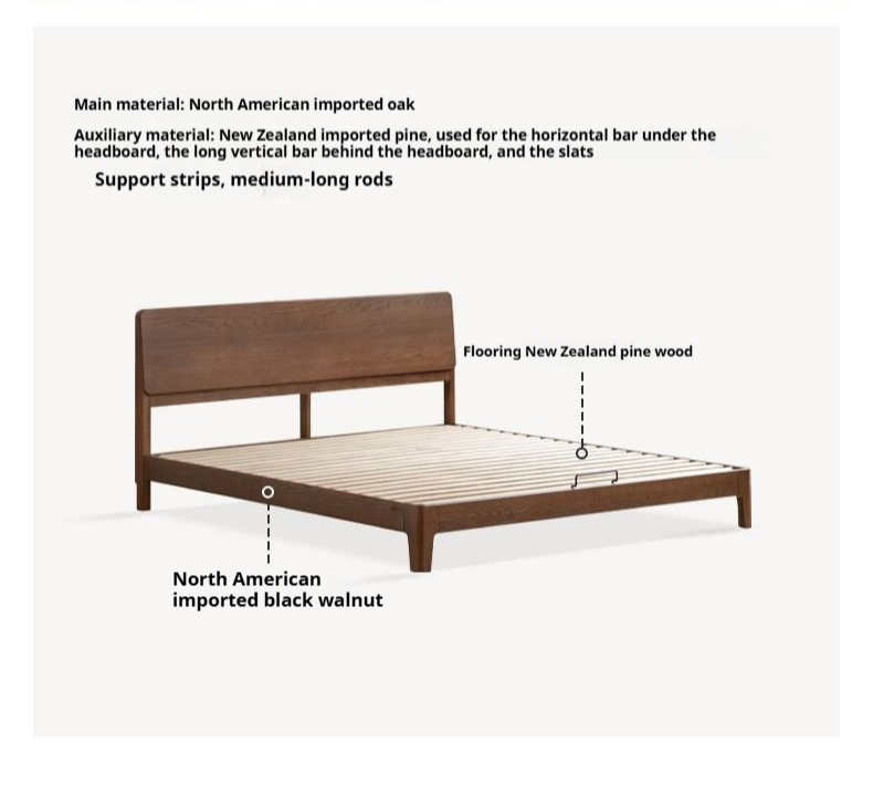 Oak Solid Wood Bed Modern
