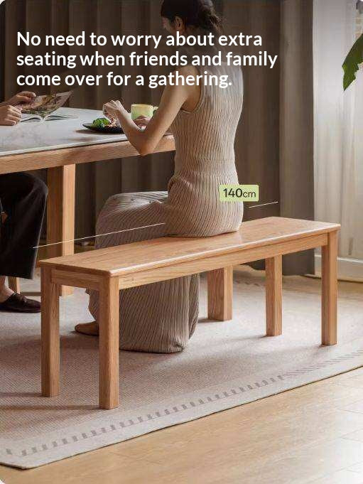 Ash, Oak, Beech, Solid Rubberwood Wide Seat Bench