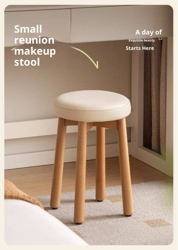 Solid Rubberwood Modern Soft Makeup Stool