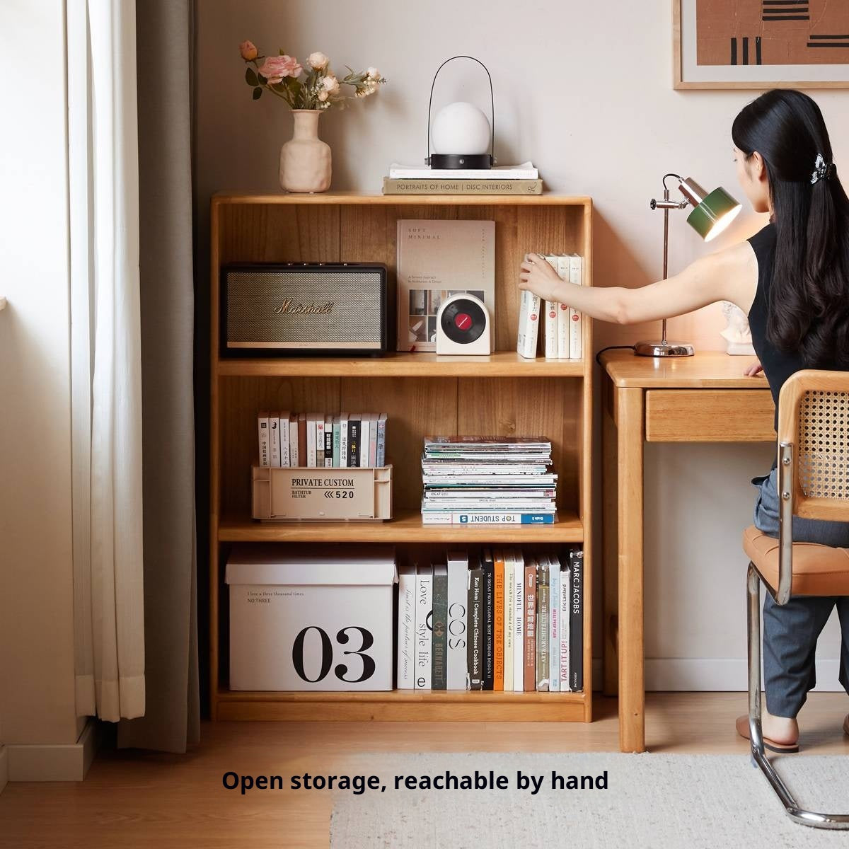 Solid Rubberwood Floor Standing Bookcase