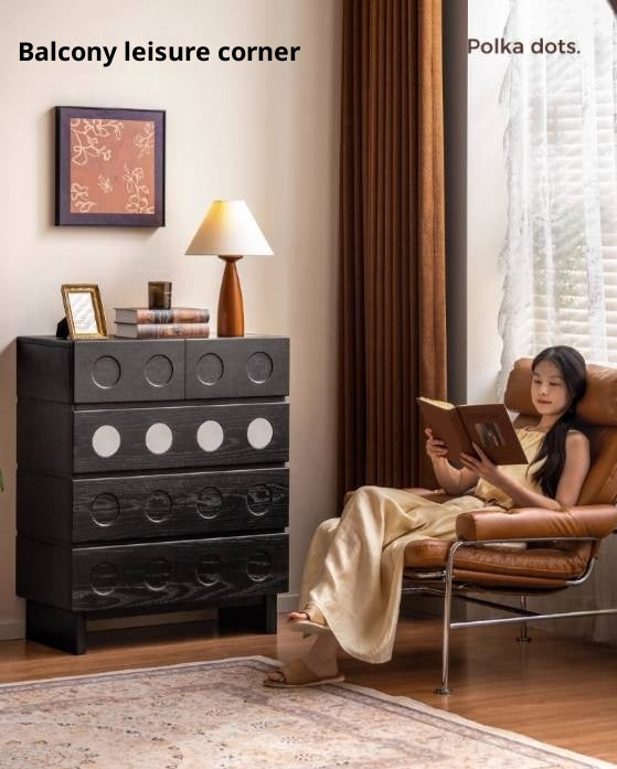 Oak Solid Wood Vintage Style Five-Drawer Chest