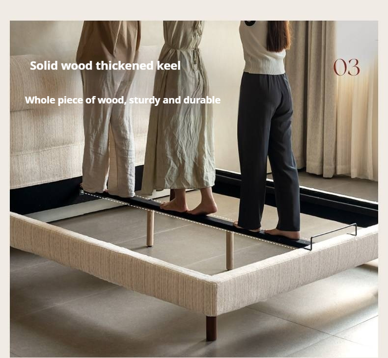 Fabric Beige Soft Bed Modern Style