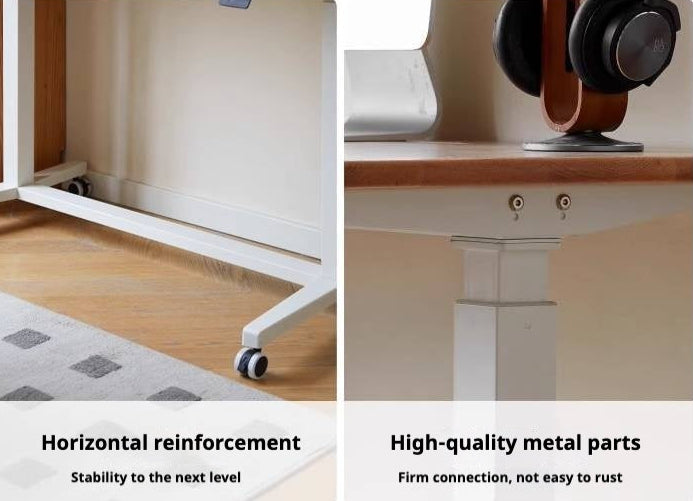 Oak, Rubberwood Solid Wood Standing Mobile Office Desk