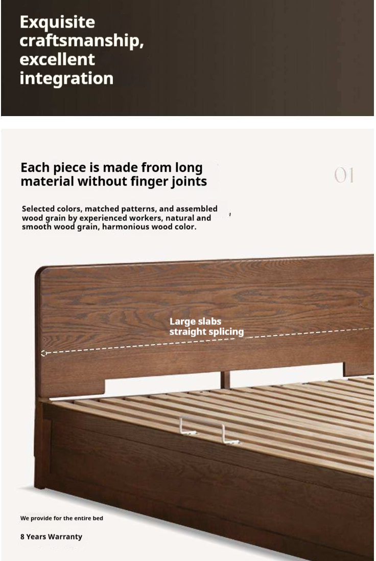 Oak Solid Wood Modern Simple Double Storage Box Bed