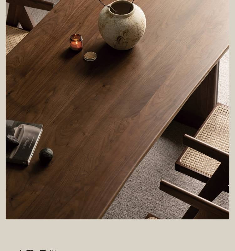 Black Walnut, Sandalwood Solid Wood Wabi Sabi Style Large Board Dining Table