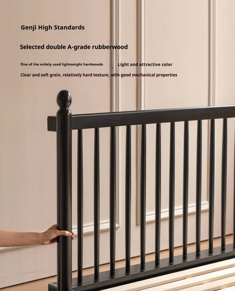 Rubberwood Solid Wood French Retro Soft Bed