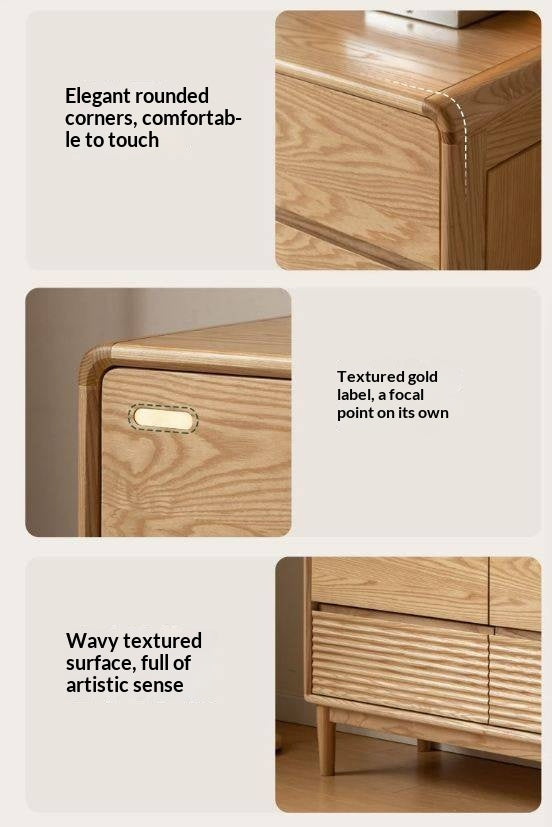 Ash Solid Wood Chest of Drawers with Modern Minimalist Design