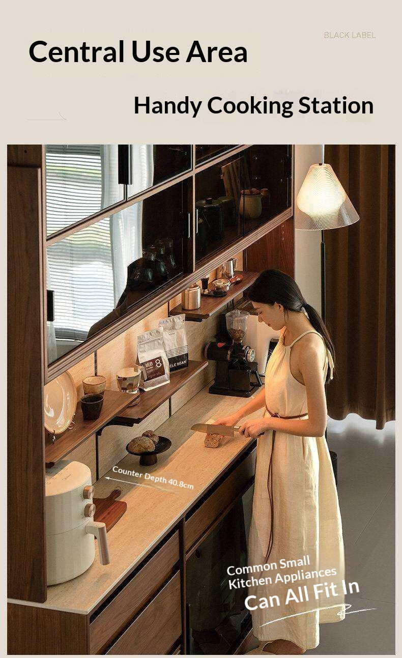 Black Walnut Solid Wood Rock Plate Wine Sideboard