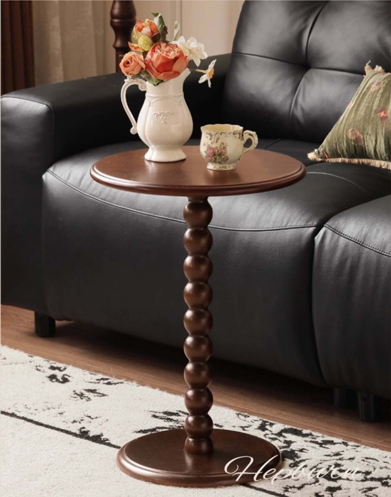 Black Walnut, Poplar, Solid Rubberwood American Retro Side Table.