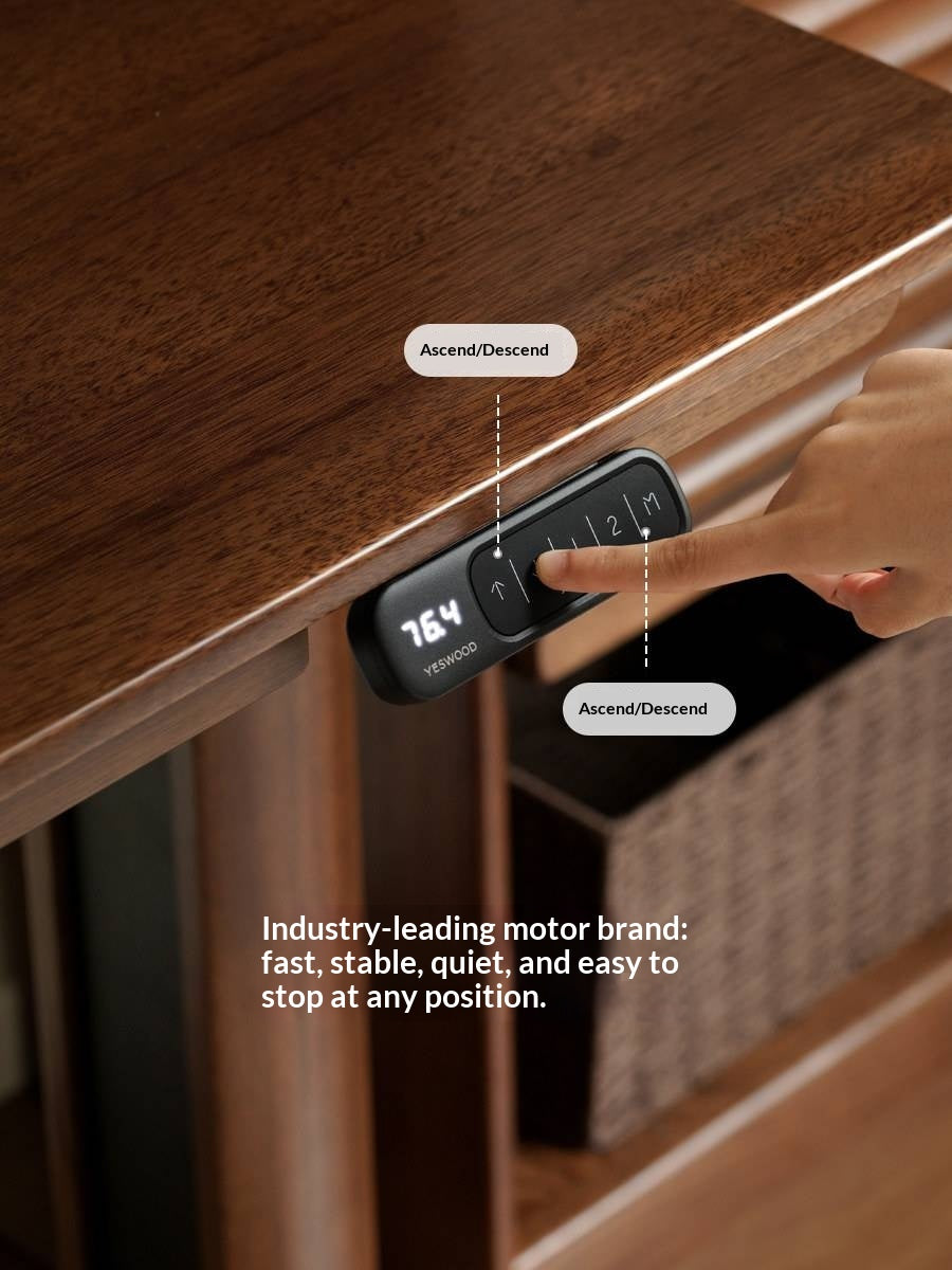 Solid Longan Hardwood Electric Lift Standing Desk with Adjustable Height