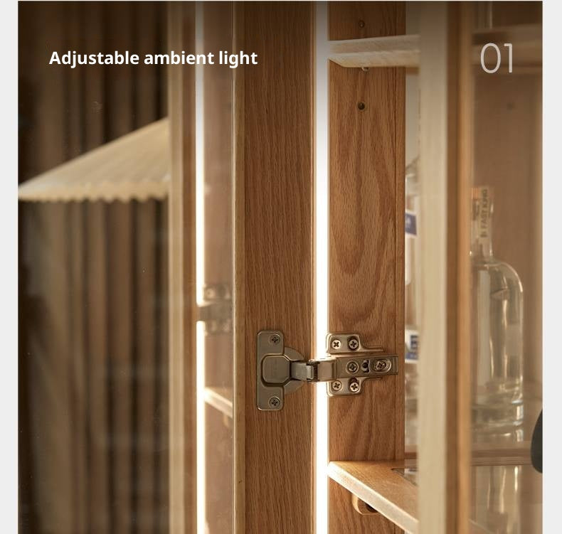 Ash Solid Wood Modern Glass Bookcase