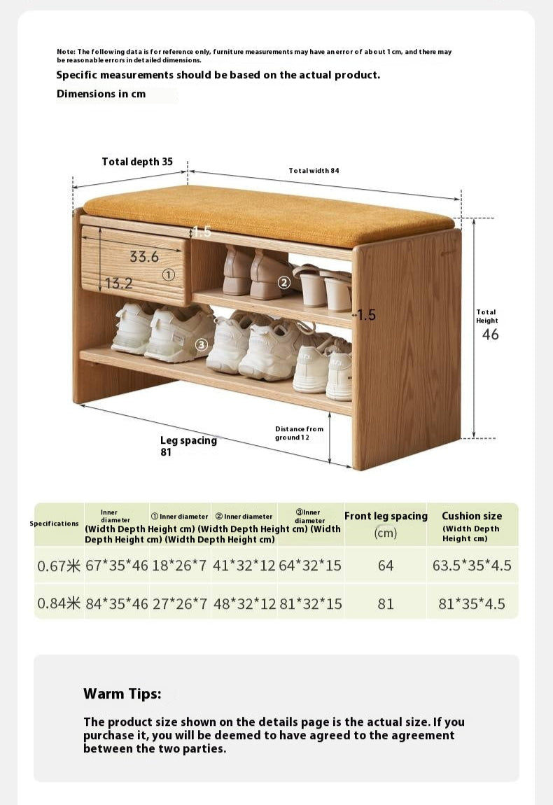 Oak Solid Wood Shoe Changing Stool