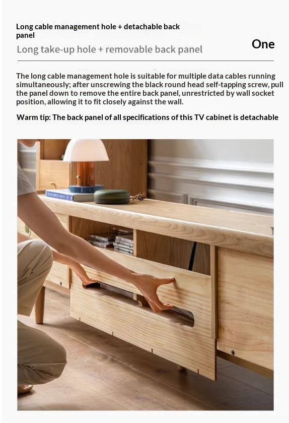 White Ash Solid Wood Nordic White Wax TV Cabinet.