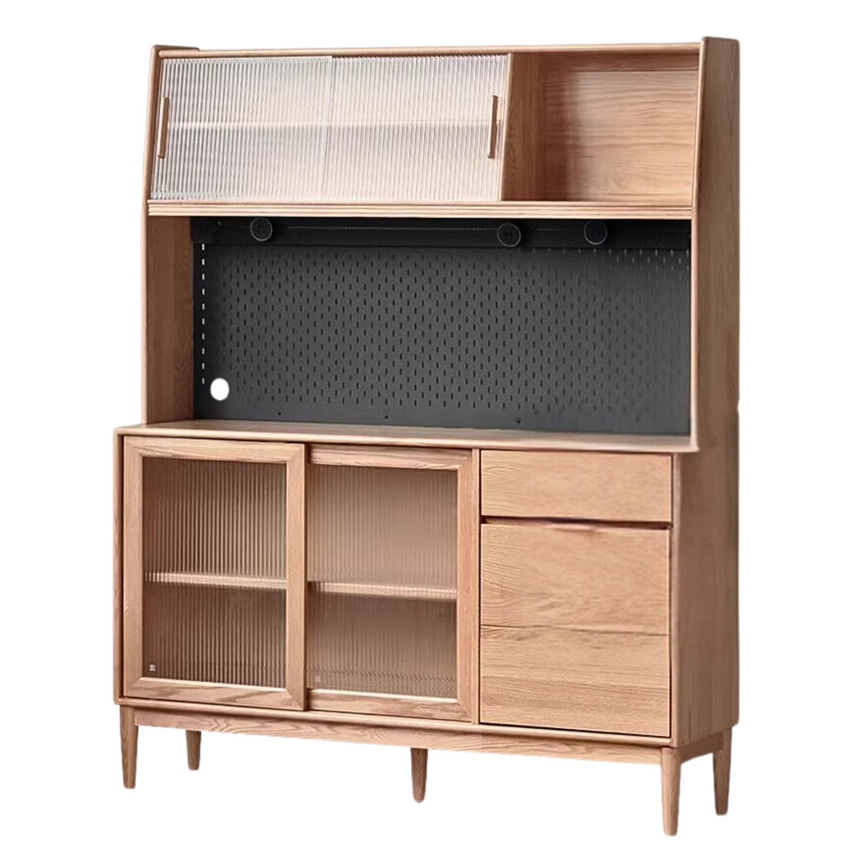 Oak Solid Wood Modern Dining Sideboard Against The Wall