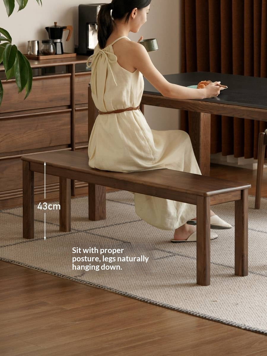 Black Walnut, Oak, Sandalwood, Ash, Solid Rubberwood Nordic Long Bench