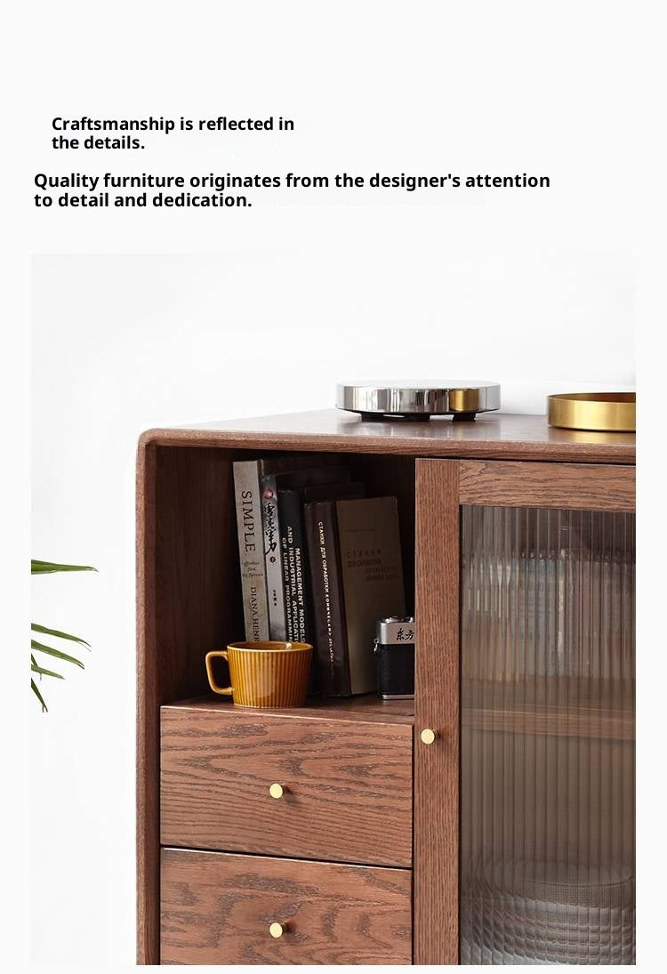 Oak Solid Wood, Solid Rubberwood Side Cabinet