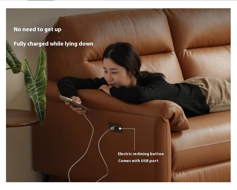 Leather Electric Zero Wall Sofa Italian Light Luxury.