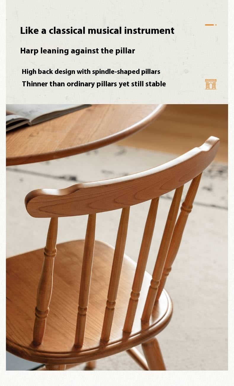 Set 4 pcs Cherry Solid Wood Retro Backrest Chair