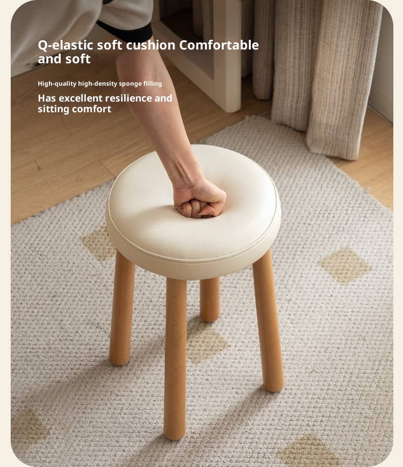 Solid Rubberwood Modern Soft Makeup Stool