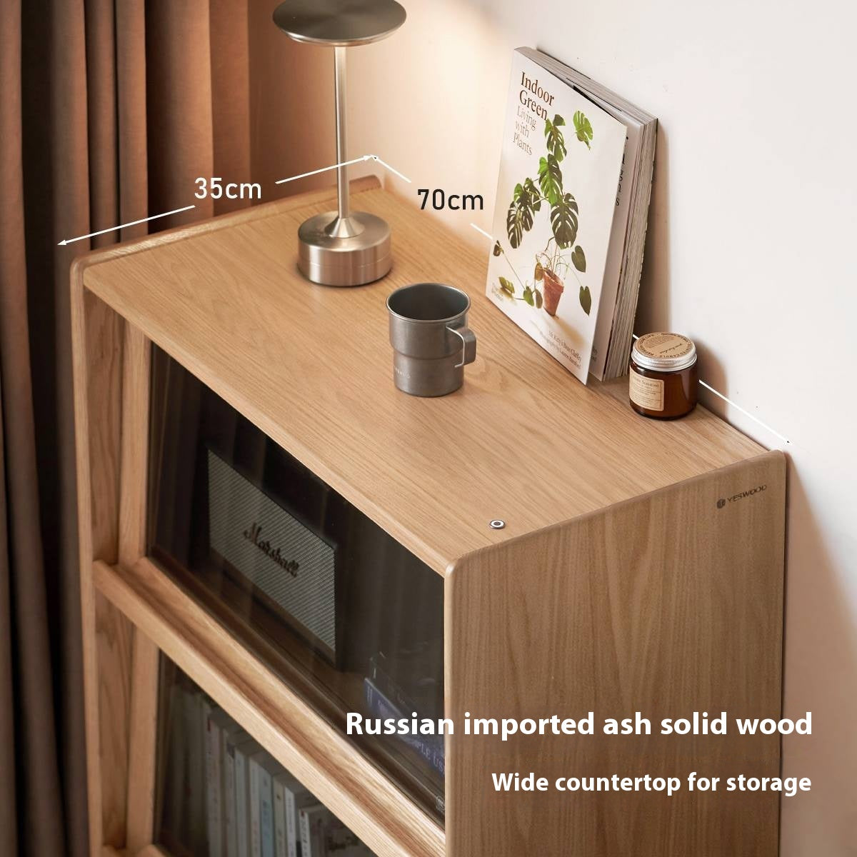 Ash Solid Wood Modern Side Cabinet.