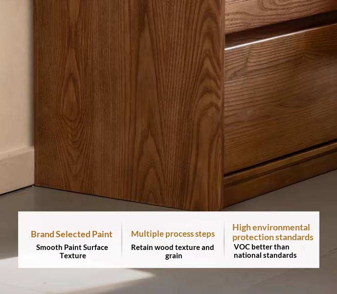 Ash Solid Wood Nightstand with Single Drawer and Open Shelf