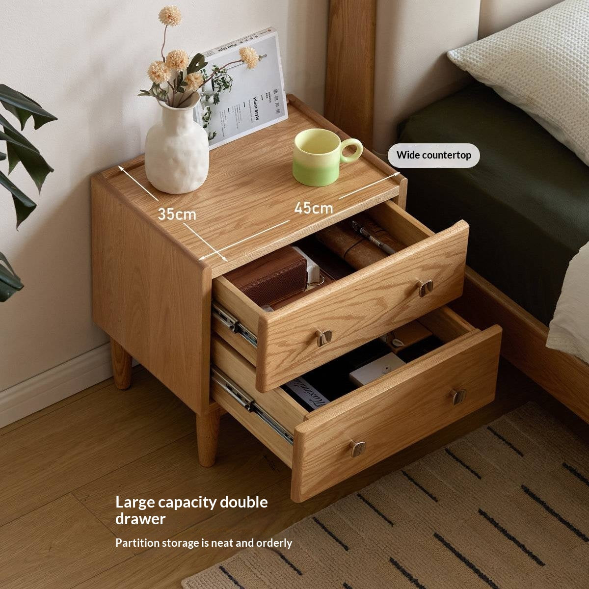 Oak Solid Wood Modern Minimalist Nightstand