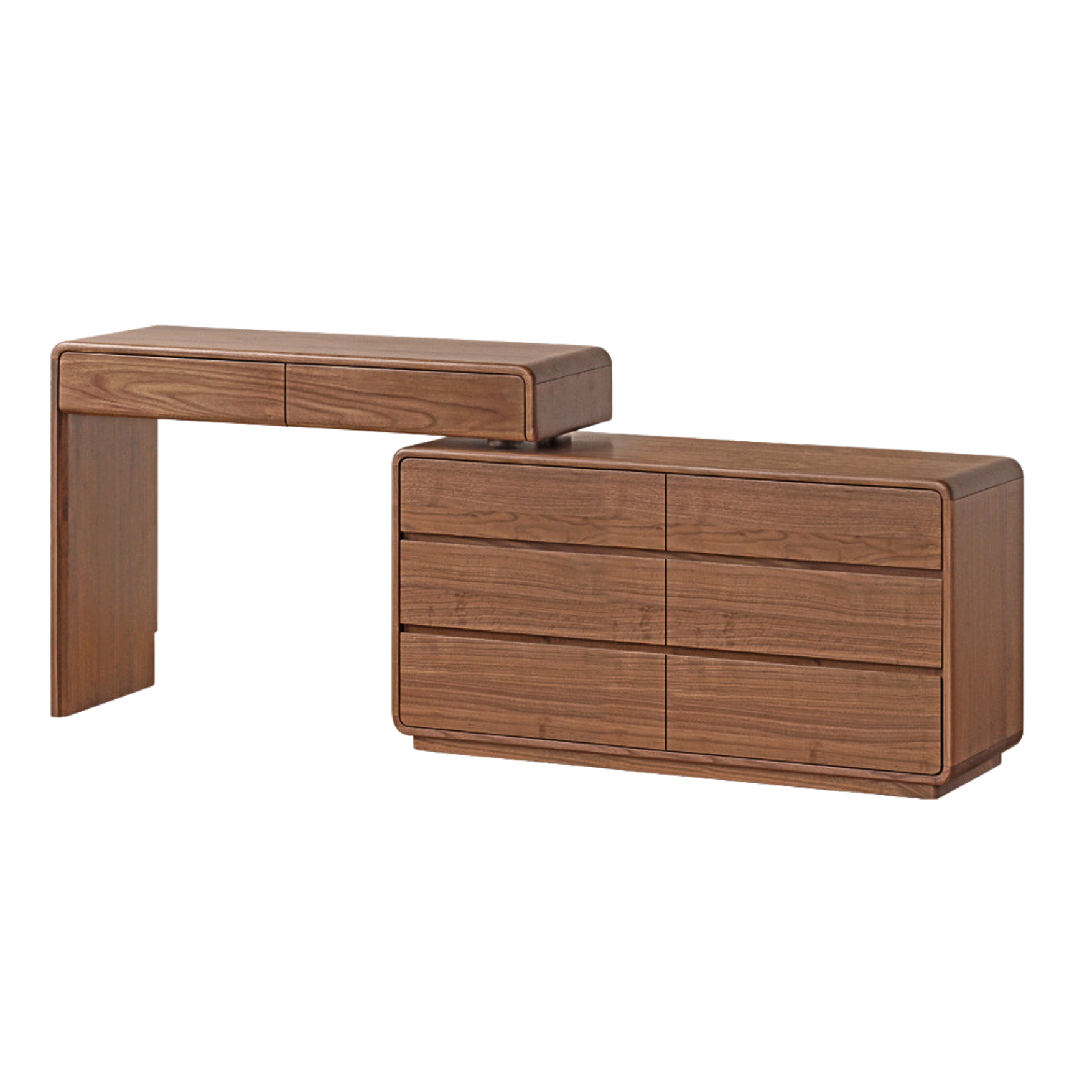 Black Walnut, Sandalwood Solid Wood Dressing Table Chest Of Drawers.