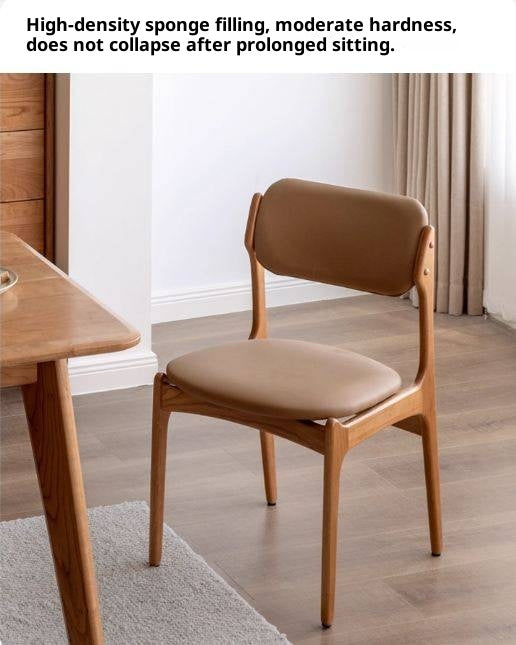 Set 4 pcs Cherry Solid Wood Vintage Dining Chairs Soft Bags Backrests