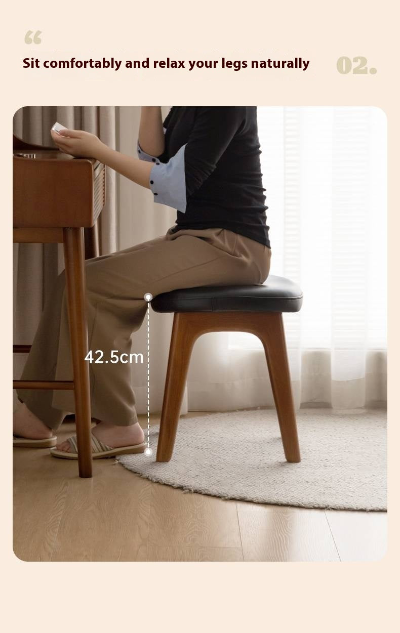 Oak, Cherry Solid Wood Makeup Stool