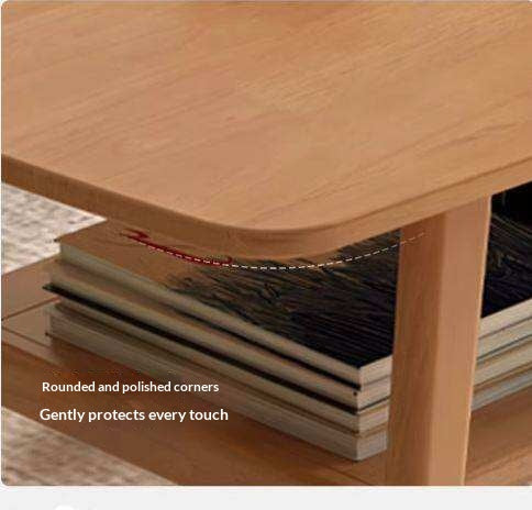 Solid RubberWood Coffee Table with Double Layer in Nordic Style