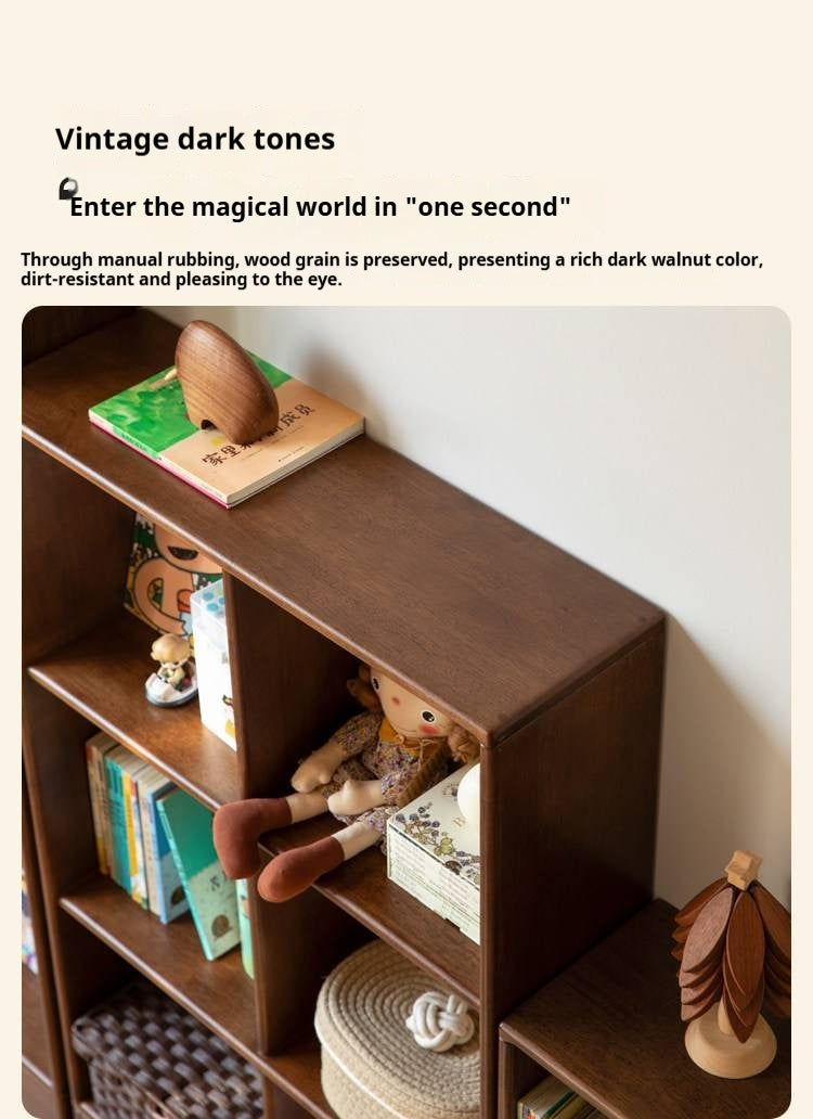 Solid Rubberwood Retro Style Children's Bookcase