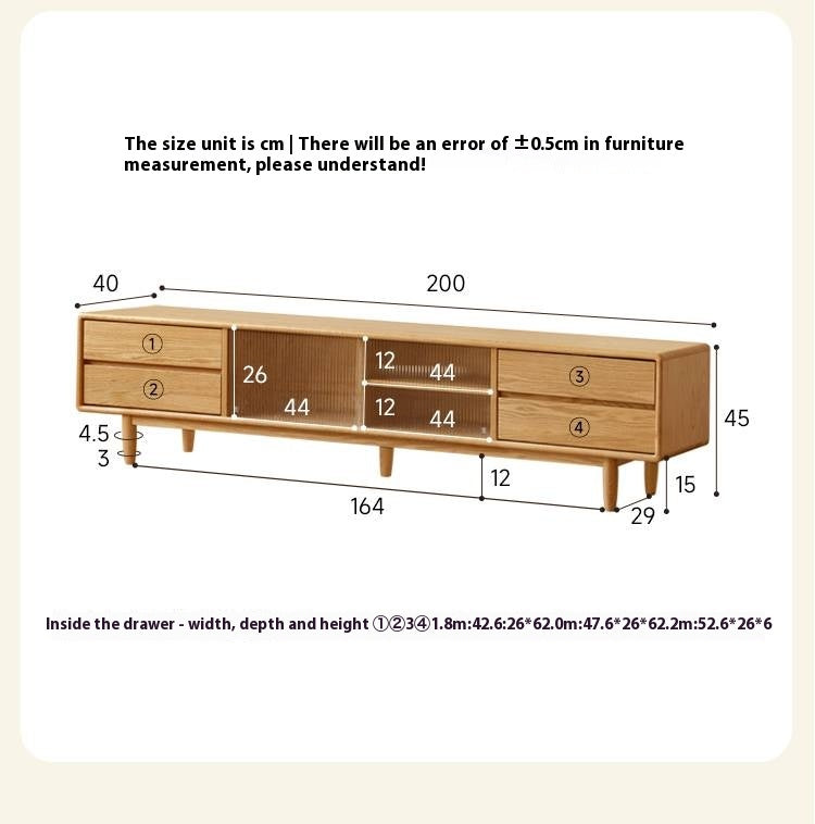 Solid Rubberwood, Oak Solid Wood Scandinavian TV Stand