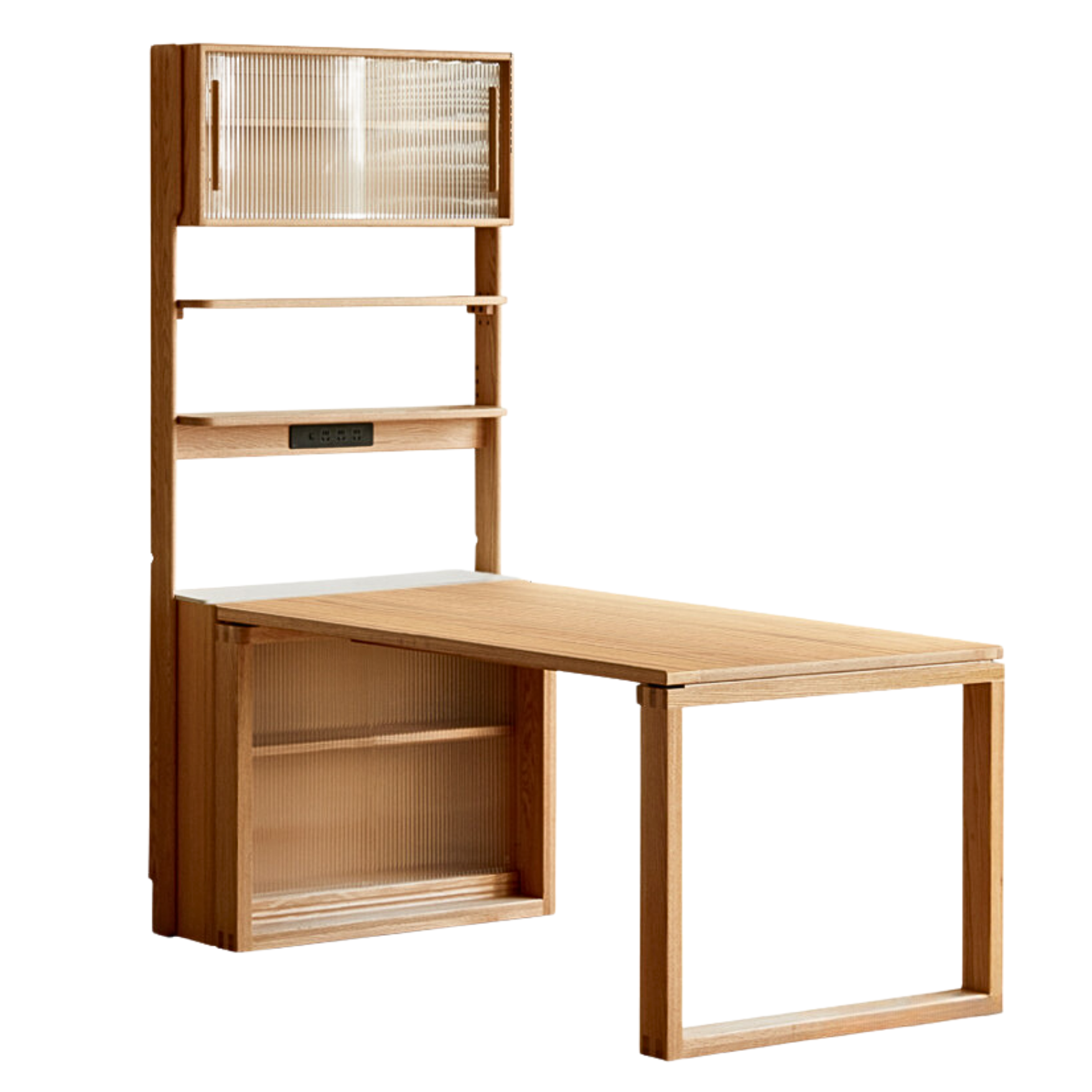 Oak, Solid RubberWood Rock Board Dining Sideboard Integrated Multifunctional Storage